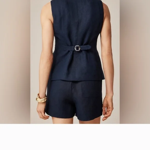 J.Crew Cutaway vest top in linen CI544 black 2 - Picture 2 of 3